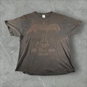 Vintage Venom Shirt Mens XL Black 90s Faded Black Metal At War With Satan Thrash